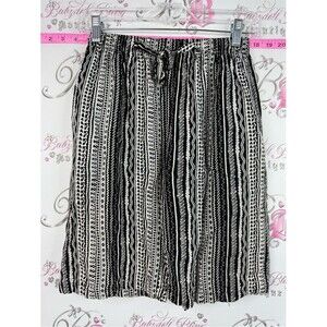 Sanjoy skirt Aztec Black & White Vertical Patterned Drawstring Skirt